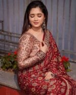 চান্দেরী সিল্ক ডিজিটাল প্রিন্ট শাড়ি- Digital Print Silk Saree