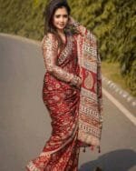 চান্দেরী সিল্ক ডিজিটাল প্রিন্ট শাড়ি- Digital Print Silk Saree