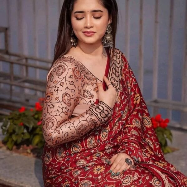 চান্দেরী সিল্ক ডিজিটাল প্রিন্ট শাড়ি- Digital Print Silk Saree