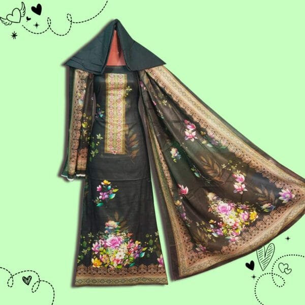 ডিজিটাল প্রিন্ট যম যম সুতি থ্রী-পিস
